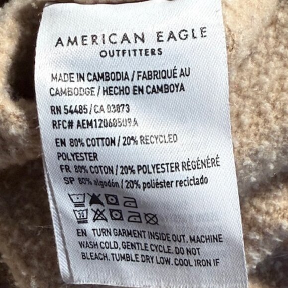American Eagle This Feels Seriously Huggable Tan Keep Smiling Hoodie Size XL - Picture 9 of 10
